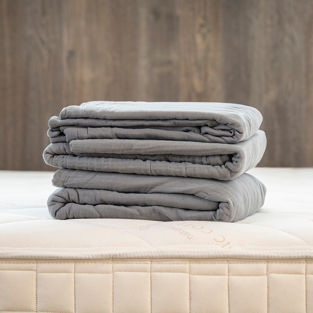 Organic Cotton King Blanket 4 Layer Breathable Muslin Smokey Slate