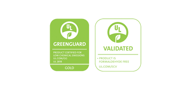 Greenguard Gold and Formaldehyde-Free Certified Logos