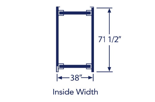 Illustration of twin/twinxl bed frame with listed dimensions of 38" x 71.5"