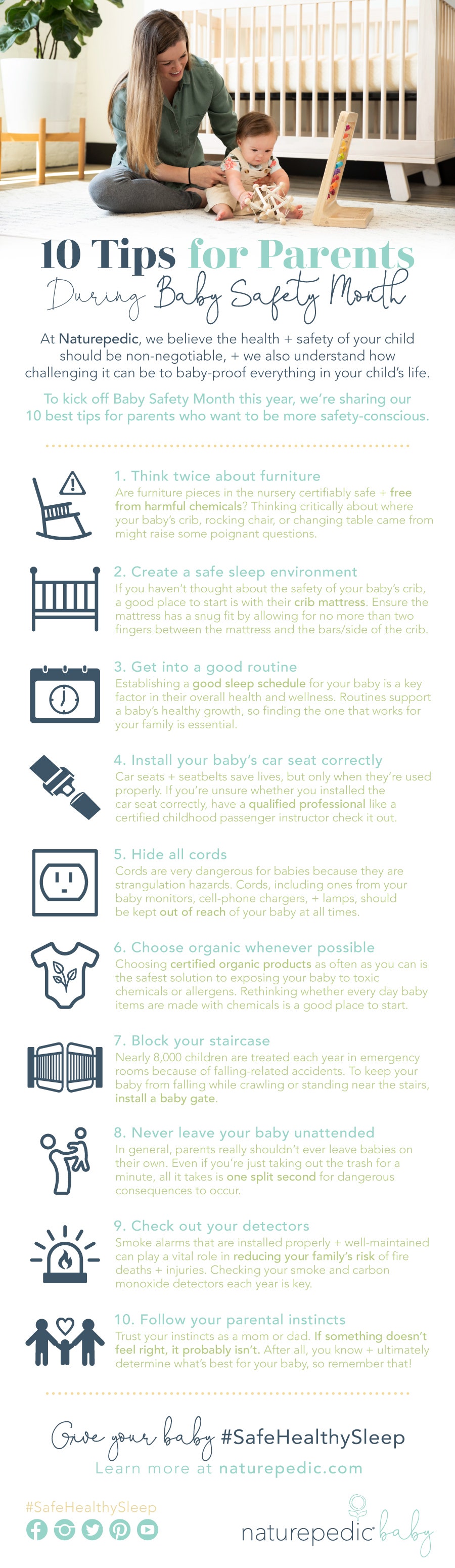 naturepedic infographic 10 tips for parents during baby safety month