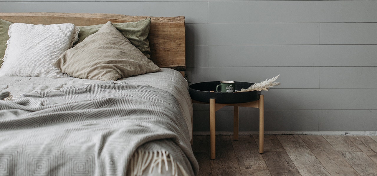 Bed and nightstand made from non-toxic materials