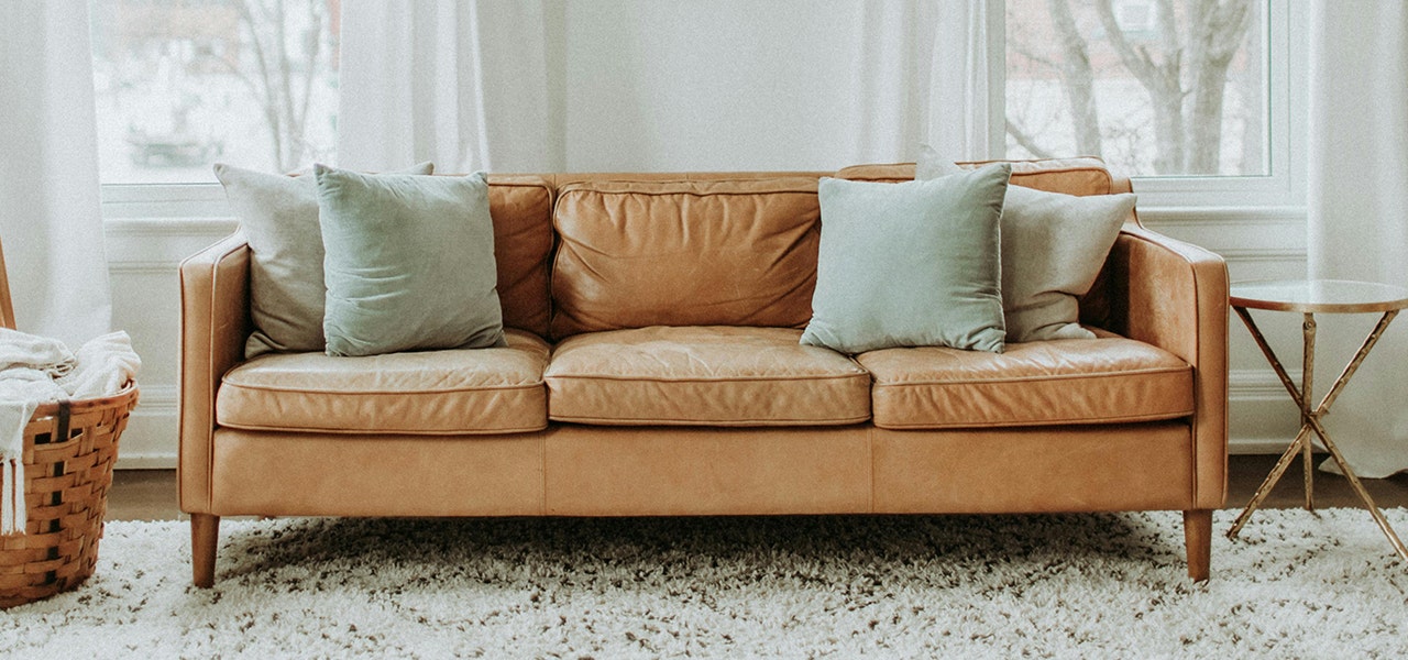 brown leather sofa