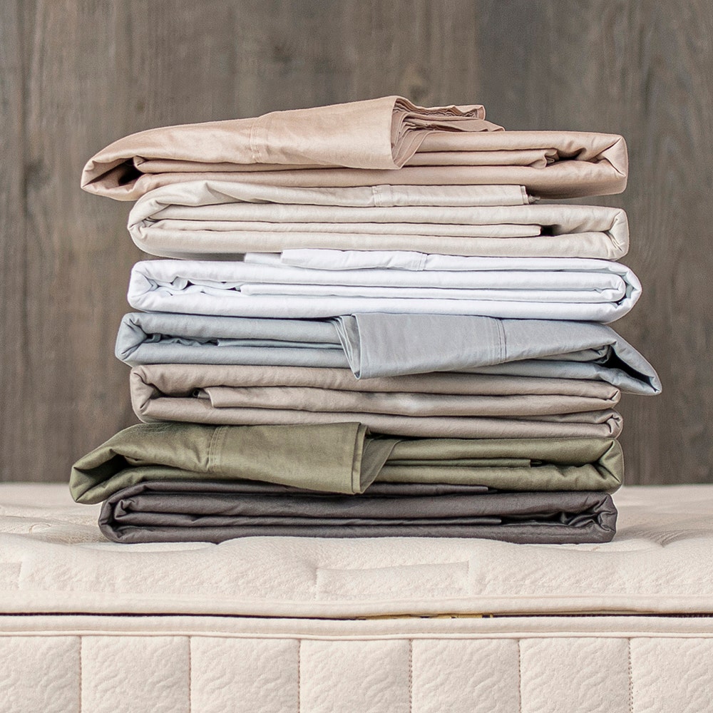 Stack of sateen sheets