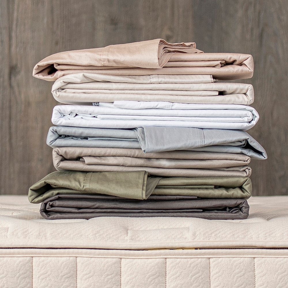 Stack of sateen sheets