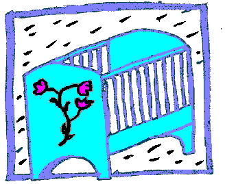 Drawing of a baby crib